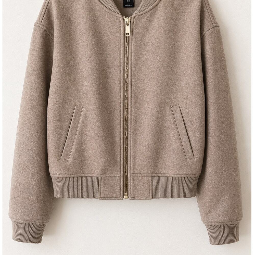 Rachel Zoe Taupe Brushed Bomber Jacket – Size Small - Picture 5 of 8